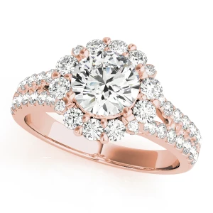 Jeslin Lab Grown Diamond Rose Gold 4 Prong Halo Engagement Ring