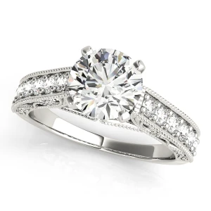 Renee Lab-Created Diamond Round cut 4 Prong  Side Stone Engagement Ring