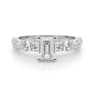 Treeza Lab-Created Diamond Platinum 4 Prong Side Stone Engagement Ring