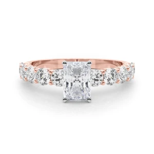 Treeza Natural Diamond Rose Gold 4 Prong Side Stone Engagement Ring