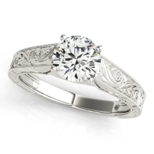 Malani Natural White Gold 4 Prong Solitaire Diamond Ring