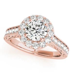 Lyden Lab Grown Diamond Rose Gold 4 Prong Halo Engagement Ring