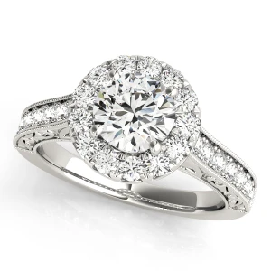 Lyden Lab-Created Diamond Round cut 4 Prong  Halo Engagement Ring