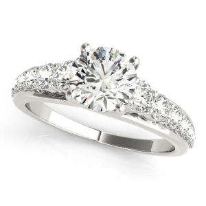 Rosly Lab Grown Diamond Platinum 4 Prong Side Stone Engagement Ring