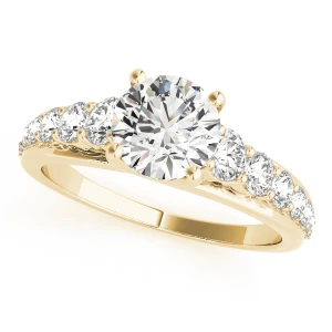 Rosly Lab-Created Diamond Yellow Gold 4 Prong Side Stone Engagement Ring