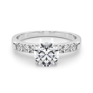 Aubriella Lab Grown Diamond Platinum 4 Prong Side Stone Engagement Ring