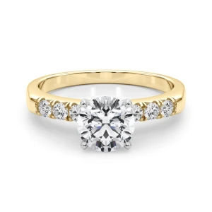 Aubriella Lab-Created Diamond Yellow Gold 4 Prong Side Stone Engagement Ring