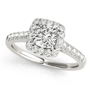 Lorraine Natural Platinum Halo Diamond Ring