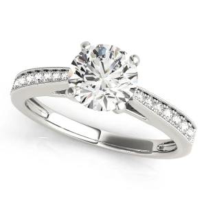 Alsy Lab Grown Diamond Platinum 4 Prong Side Stone Engagement Ring