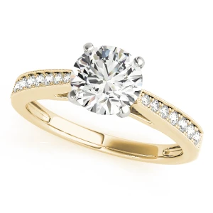 Alsy Lab-Created Diamond Yellow Gold 4 Prong Side Stone Engagement Ring