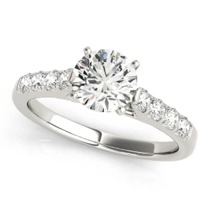Defna Lab Grown Diamond Platinum 4 Prong Side Stone Engagement Ring