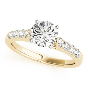 Defna Lab-Created Diamond Yellow Gold 4 Prong Side Stone Engagement Ring