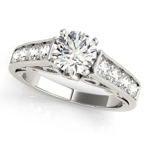 Shamia Lab Grown Diamond Platinum 4 Prong Side Stone Engagement Ring