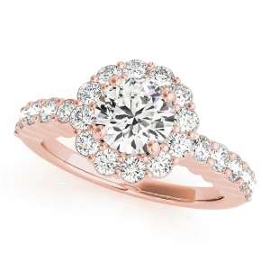 seba Lab Grown Diamond Rose Gold 4 Prong Halo Engagement Ring
