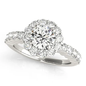 seba Lab-Created Diamond Round cut 4 Prong  Halo Engagement Ring