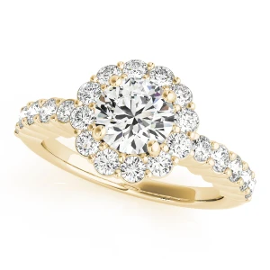 seba Lab-Created Diamond Yellow Gold 4 Prong Halo Engagement Ring