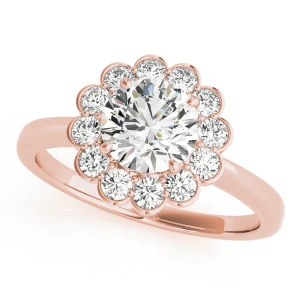 Leylah Natural Rose Gold Halo Diamond Ring