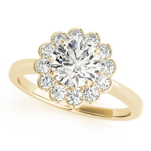 Leylah Natural Yellow Gold Halo Diamond Ring