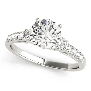 Linsa Lab Grown Diamond Platinum 4 Prong Side Stone Engagement Ring