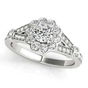 Alianah Lab-Created Diamond Round cut 4 Prong  Halo Engagement Ring