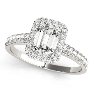 Liz Natural Silver Halo Diamond Ring