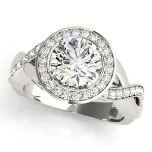 Elina Lab-Created Diamond Round cut 4 Prong  Halo Engagement Ring