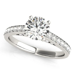 Celsiya Lab Grown Diamond Platinum 4 Prong Side Stone Engagement Ring