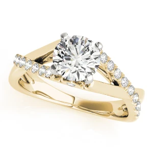 Judiana Lab-Created Diamond Yellow Gold 4 Prong Side Stone Engagement Ring