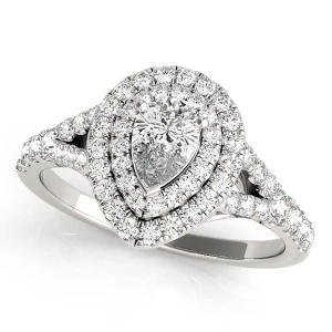 Laylani Natural White Gold Halo Diamond Ring