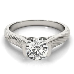 Marlee Lab-Created Diamond Round cut Half Bezel  Classic Solitaire Engagement Ring