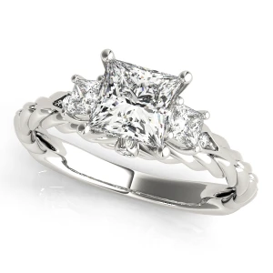 Wilma Lab-Created Diamond Princess cut 4 Prong Set  Trilogy Engagement Ring