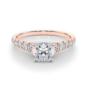 Alfreda Lab-Created Diamond Rose Gold 4 Prong Halo Engagement Ring