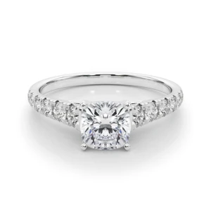 Alfreda Lab-Created Diamond Silver 4 Prong Halo Engagement Ring