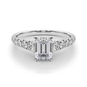 Alfreda Lab-Created Diamond Silver 4 Prong Halo Engagement Ring