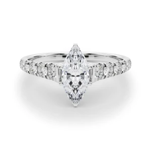 Alfreda Lab-Created Diamond Silver 6 Prong Halo Engagement Ring