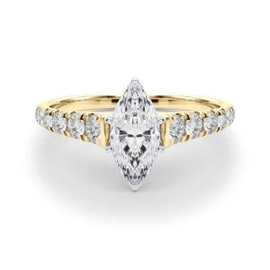 Alfreda Lab-Created Diamond Yellow Gold 6 Prong Halo Engagement Ring