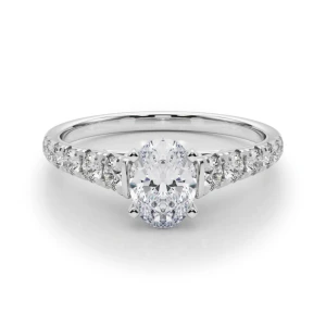 Alfreda Lab-Created Diamond Silver 4 Prong Halo Engagement Ring