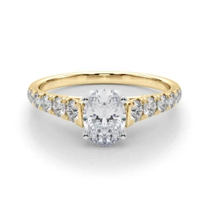 Alfreda Lab-Created Diamond Yellow Gold 4 Prong Halo Engagement Ring