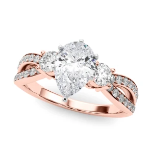 Vardah Lab Grown Diamond Rose Gold 6 Prong Set Trilogy Engagement Ring