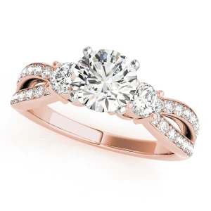 Vriti Lab Grown Diamond Rose Gold 4 Prong Set Trilogy Engagement Ring
