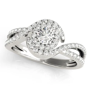 Alocious Lab-Created Diamond Round cut 4 Prong  Halo Engagement Ring