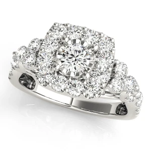 Alda Lab-Created Diamond Round cut 4 Prong  Halo Engagement Ring