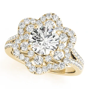 Jules Natural Yellow Gold Halo Diamond Ring