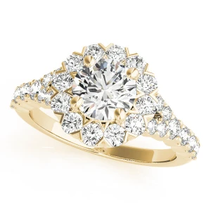 Kaylen Natural Yellow Gold Halo Diamond Ring