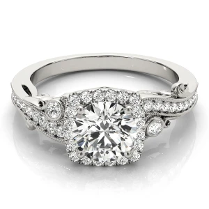 selciya Lab-Created Diamond Round cut 4 Prong  Halo Engagement Ring