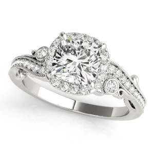 Kelani Natural White Gold Halo Diamond Ring