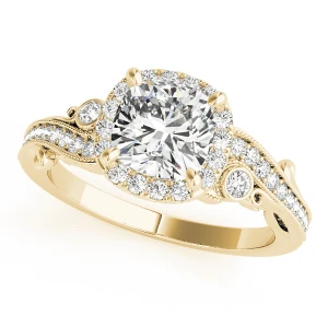 Kelani Natural Yellow Gold Halo Diamond Ring
