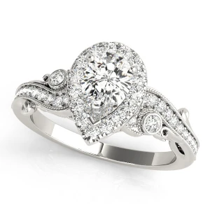 Luella Natural White Gold Halo Diamond Ring