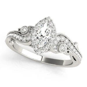 Linda Natural Platinum Halo Diamond Ring