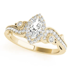 Linda Natural Yellow Gold Halo Diamond Ring